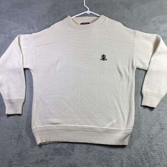 Vintage Sweater Men XL White Crest Nutmeg Mills USA LS Sweatshirt Cotton - Picture 1 of 15